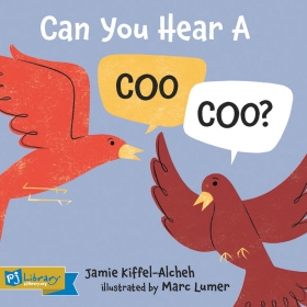 An illustration on the cover of Can You Hear A Coo Coo? shows two birds facing each other, each saying "Coo."