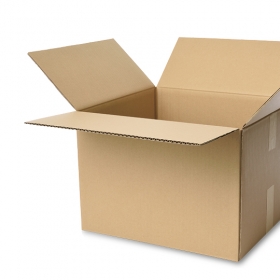 An open cardboard box, ready for packing