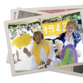 Alice Hummer and Desiree Urquhart CE/DS ’99 in the Wellesley alumnae parade