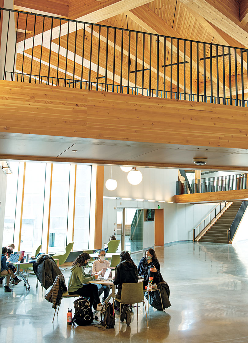 Students find the Chao Foundation Innovation Hub an inviting place to work—or just hang out.