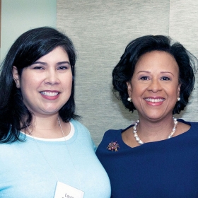 President Paula Johnson with two members of the Wellesley Club of Northern Califormia