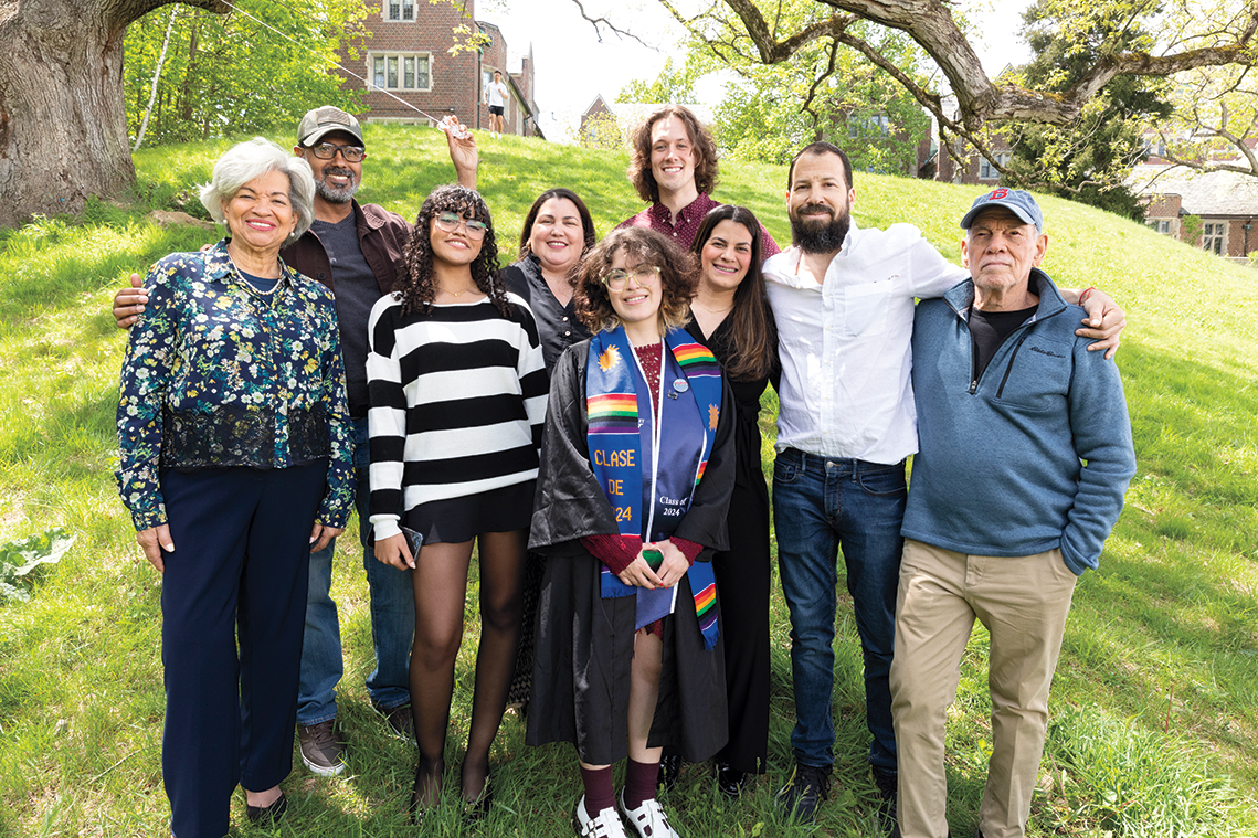 A family poses on Severance Hill after the ceremony.