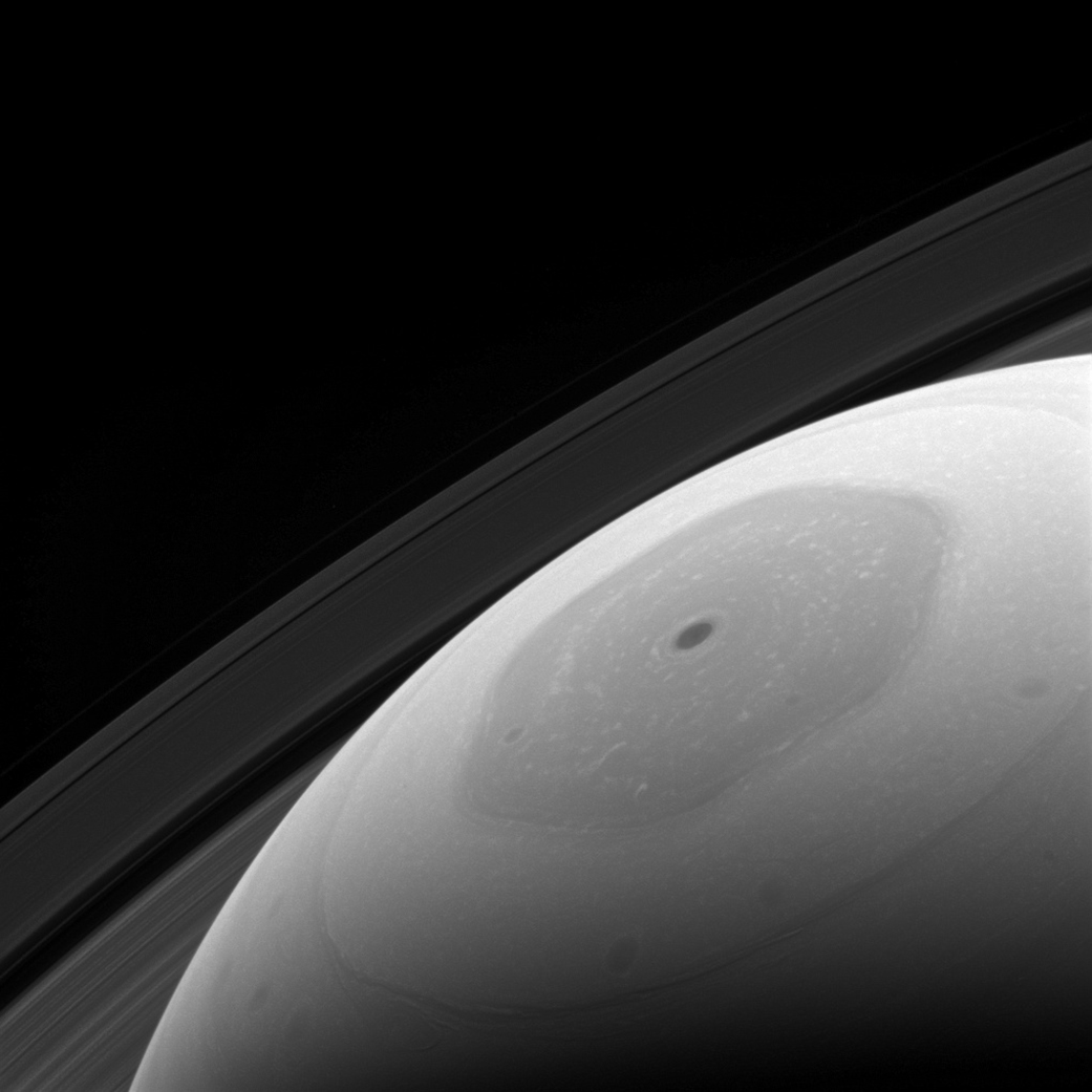 Saturn’s hexagonal polar jet stream is the shining feature of almost every view of the north polar region of Saturn.