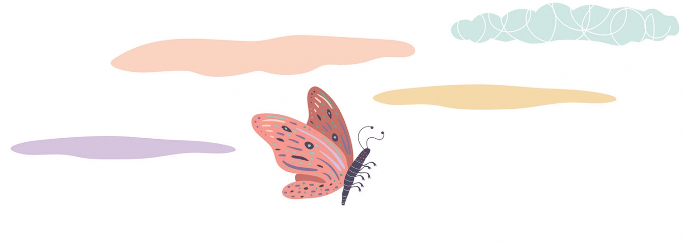 An illustration of a pink butterly