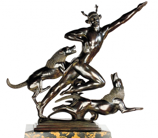 Actaeon, 1924, Paul Manship, Bronze on marble period base, 25 5/8 in. x 31 3/4 in. by 7 7/8 in., Gift of Mary White ’79