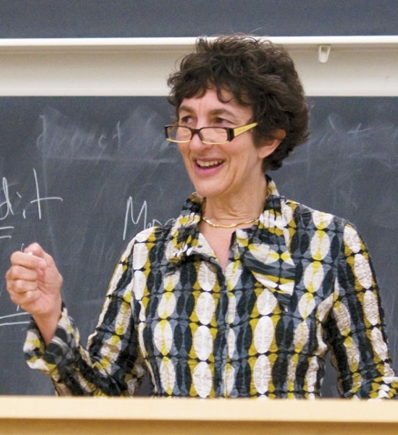 A photo shows Carol Sanger '70 teaching a class at Columbia.