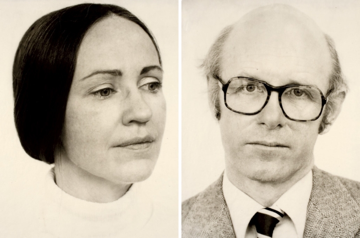 Black-and-white photo portraits of professors Lilian Armstrong and Peter Fergusson