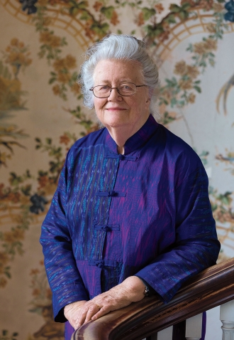 A photo portrait of Peggy McIntosh in Cheever House