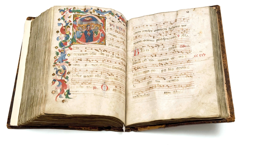 Photograph of an open book, an illuminated manuscript, made in 1430