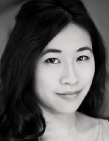 A black-and-white photo portrait shows Wendy Chen '14 in a tight close-up.