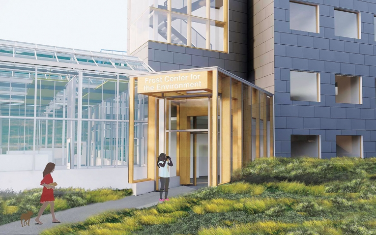 A rendering of Wellesley’s new Camilla Chandler Frost ’47 Center for the Environment 