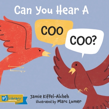 An illustration on the cover of Can You Hear A Coo Coo? shows two birds facing each other, each saying "Coo."