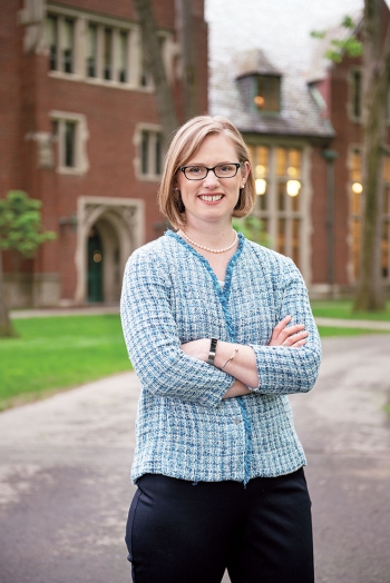 A photo shows Kathryn Harvet Macintosh '03 in front of Green Hall.