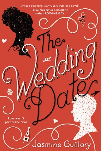 An image of the cover of The Wedding Date shows an African-American female head and a white male head in silhouette.