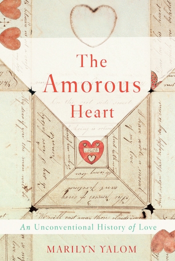 An image of the cover of The Amorous Heart shows heart=shaped illustrations on an antique letter.