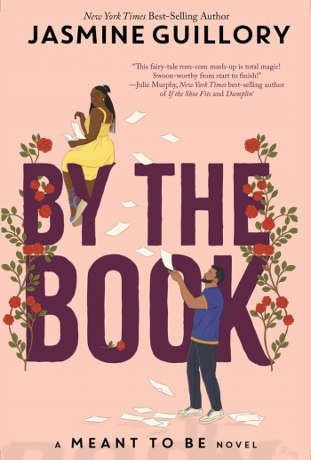 The cover of By the Book is an illustration depicting a young Black couple exchanging pages of a manuscript. 