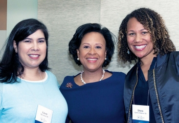 President Paula Johnson with two members of the Wellesley Club of Northern Califormia