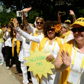 The class of 1987 cheers in yellow.