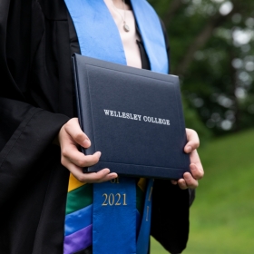 A diploma cover reading Wellesley College