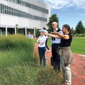 Wellesley staff members take a tour of the science center at North Carolina State University.