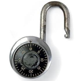 A photo shows an open combination lock.