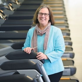 Bridget Belgiovine stands in the new Fitness Center