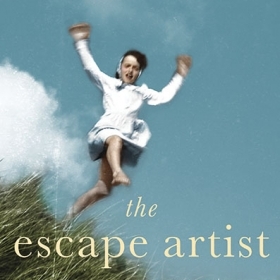 The cover of The Escape Artist displays an out-of-focus photo of a young girl leaping through a grassy field.