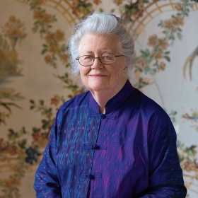 A photo portrait of Peggy McIntosh in Cheever House